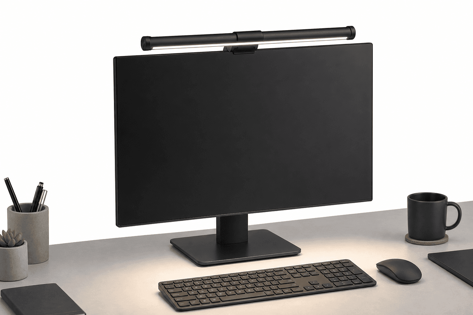Barra de luz para monitor — instalada no monitor