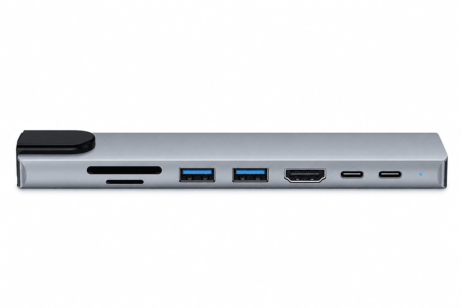 Hub USB-C 8-em-1 Ohira — portas laterais
